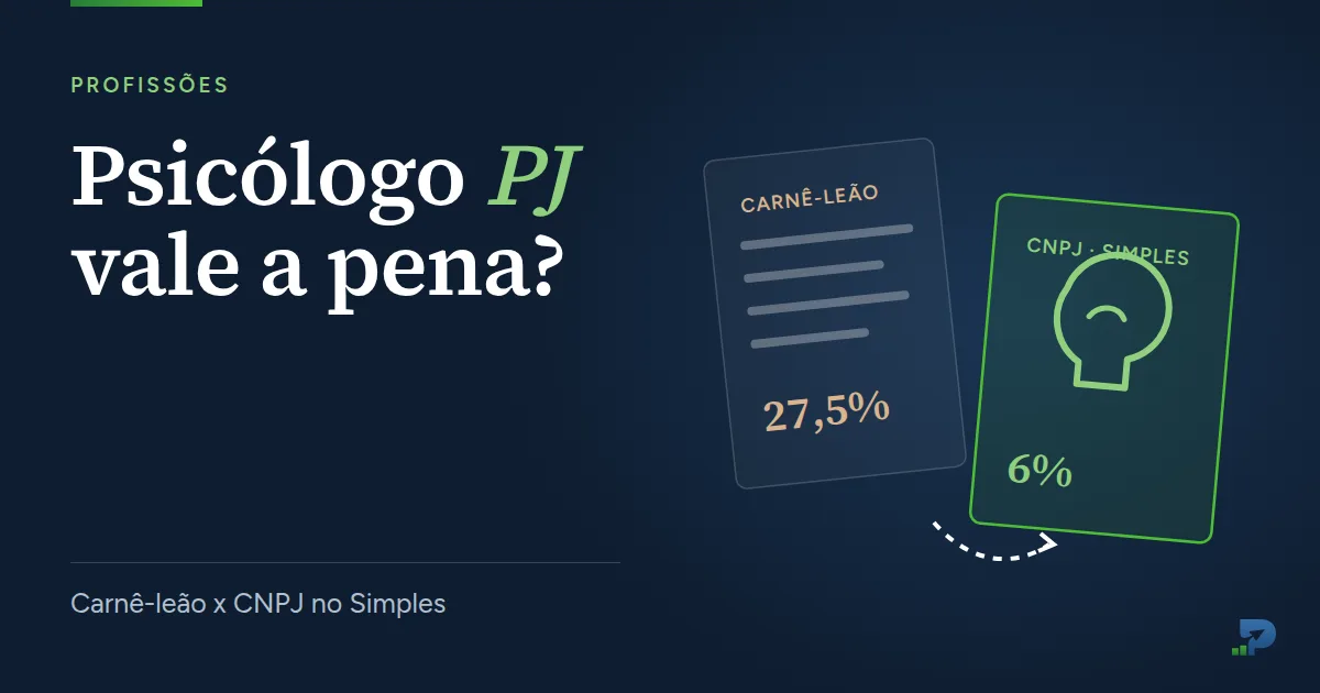 Comparação entre o recibo do carnê-leão com 27,5% e um cartão de CNPJ no Simples com 6%